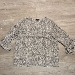 Ann Taylor Factory Snakeskin Black and White Patterned Blouse